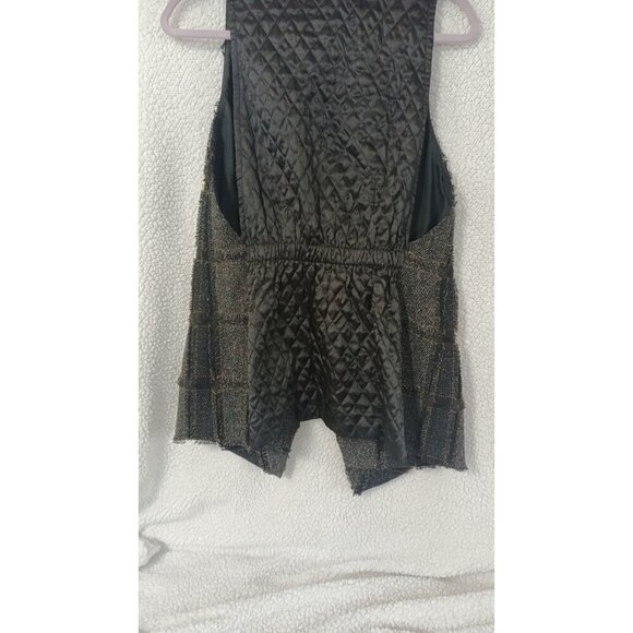 Nanette Lepore Open Front Plaid Shabby Chic Hobo Vest With Pockets Size 4 Gray - Picture 14 of 14